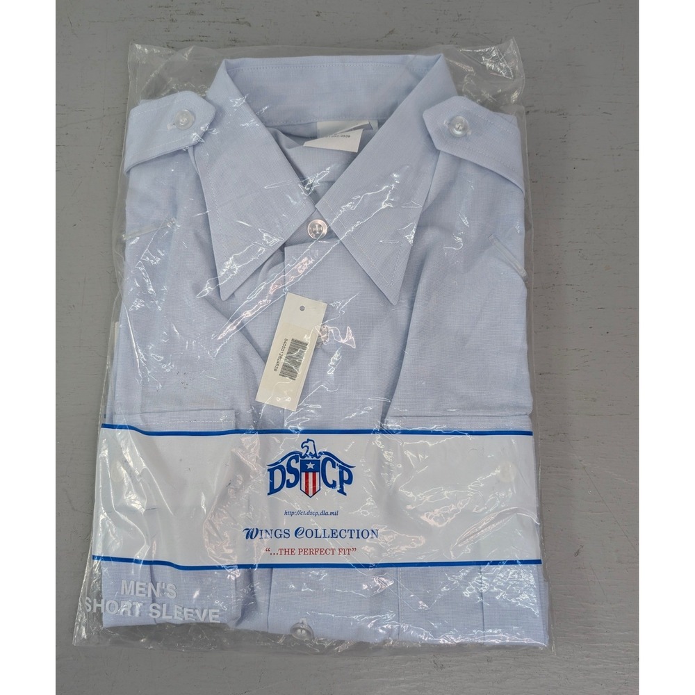 DSCP Wings‎ Collection Men's Short Sleeve Military Shirt Size 16 Light Blue NOS